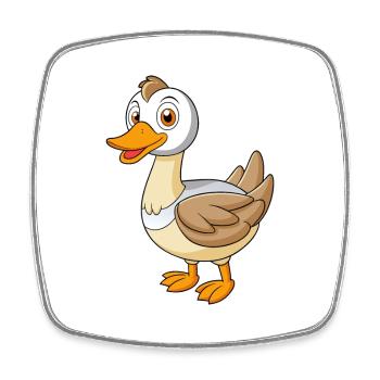 Goose Cute Mascot Cartoon Character Kawaii - Square fridge magnet - white - Front