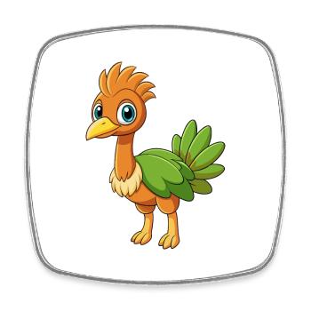Emu Cute Mascot Cartoon Character Kawaii - Square fridge magnet - white - Front