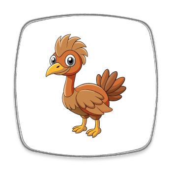 Emu Cute Mascot Cartoon Character Kawaii - Square fridge magnet - white - Front