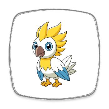 Cacatoès Mascotte Mignonne Personnage De Dessin Animé Kawaii - Magnet carré - blanc - Devant