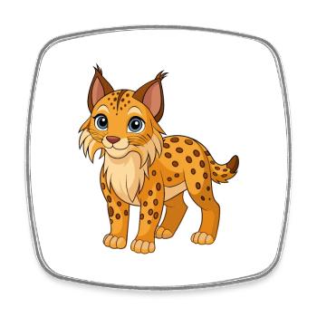Lynx Cute Mascot Cartoon Character Kawaii - Square fridge magnet - white - Front