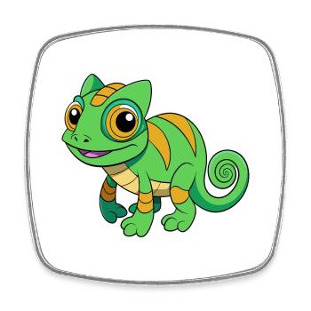 Chameleon Cute Mascot Cartoon Character Kawaii - Square fridge magnet - white - Front