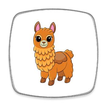 Llama Cute Mascot Cartoon Character Kawaii - Square fridge magnet - white - Front