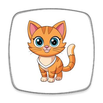 Cat Cute Mascot Cartoon Character Kawaii - Square fridge magnet - white - Front