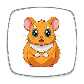 Hamster Niedliche Maskottchen Zeichentrickfigur Kawaii - Viereckiger Kühlschrankmagnet - Weiß - Vorne