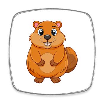 Groundhog Cute Mascot Cartoon Character Kawaii - Square fridge magnet - white - Front