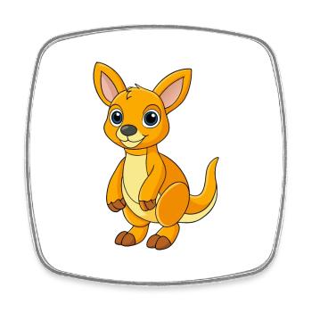 Kangourou mignon mascotte personnage de dessin animé Kawaii - Magnet carré - blanc - Devant