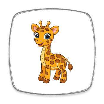 Girafe Mascotte mignonne Personnage de dessin animé Kawaii - Magnet carré - blanc - Devant