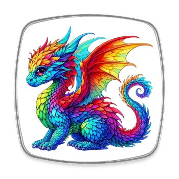 Drache - Viereckiger Kühlschrankmagnet - Weiß - Vorne