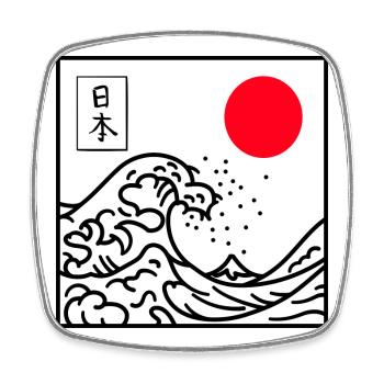 Japan Big Wave Kanagawa Zen T Shirt - Square fridge magnet - white - Front