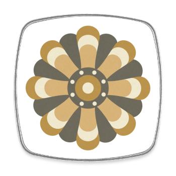 Goldene & braune Blume - Viereckiger Kühlschrankmagnet - Weiß - Vorne