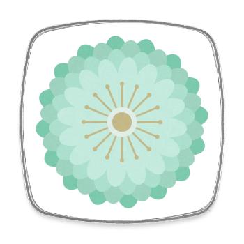 Mint Green & Gold Flower - Square fridge magnet - white - Front