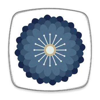 Blaue Creme & Goldblume - Viereckiger Kühlschrankmagnet - Weiß - Vorne