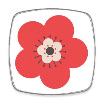 Rote & cremefarbene Blume - Viereckiger Kühlschrankmagnet - Weiß - Vorne
