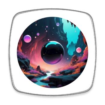 Black Sphere - Square fridge magnet - white - Front