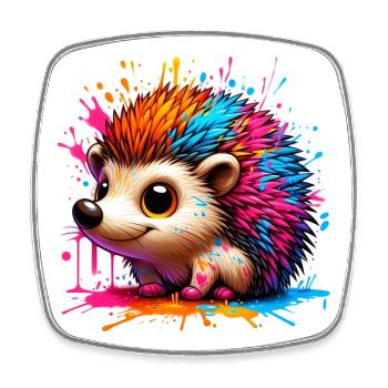 Igel - Viereckiger Kühlschrankmagnet - Weiß - Vorne