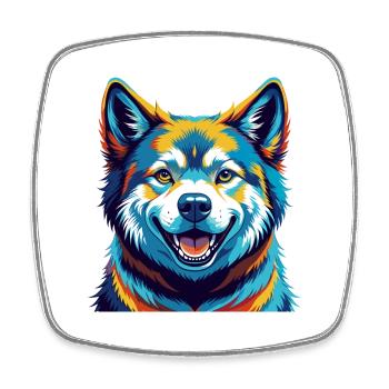 Akita Hunderasse Buntes Aquarell Karikatur Kawaii - Viereckiger Kühlschrankmagnet - Weiß - Vorne
