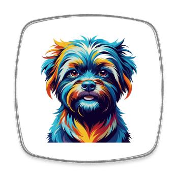 Affenpinscher Dog Breed Colorful Cartoon Kawaii - Square fridge magnet - white - Front