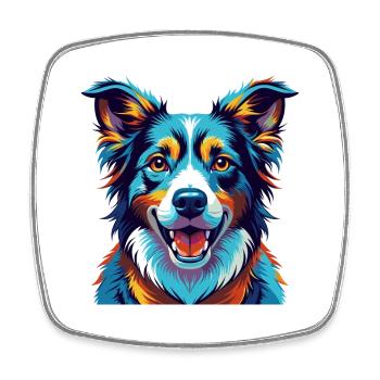 Aidi Chien Race Coloré Aquarelle Dessin Animé Kawaii - Magnet carré - blanc - Devant