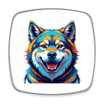 Akita Inu Hunderasse Bunte Karikatur Kawaii - Viereckiger Kühlschrankmagnet - Weiß - Vorne