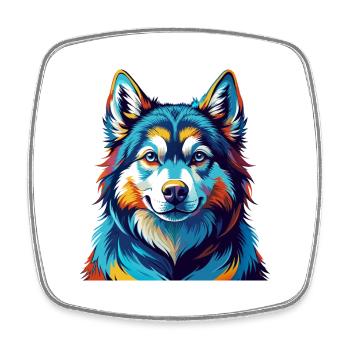 Alaskan Malamute Hunderasse Bunte Karikatur Kawaii - Viereckiger Kühlschrankmagnet - Weiß - Vorne