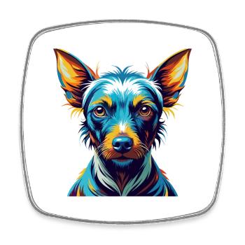American Hairless Terrier Chien Race Dessin animé Kawaii - Magnet carré - blanc - Devant