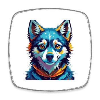 Alaskan Klee Kai Chien Race Coloré Dessin Animé Kawaii - Magnet carré - blanc - Devant