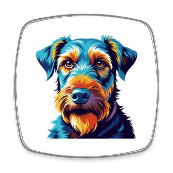 Airedale Terrier Hunderasse Bunte Karikatur Kawaii - Viereckiger Kühlschrankmagnet - Weiß - Vorne