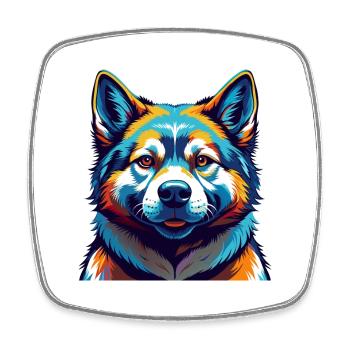 Chien Akita américain race dessin animé coloré Kawaii - Magnet carré - blanc - Devant