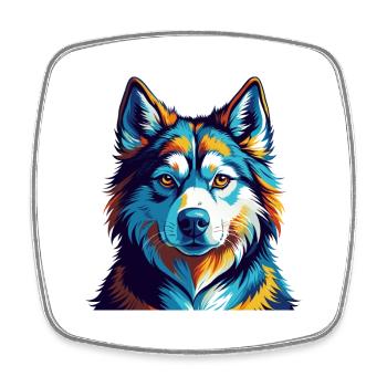 Alaskan Husky Chien Race Coloré Dessin Animé Kawaii - Magnet carré - blanc - Devant