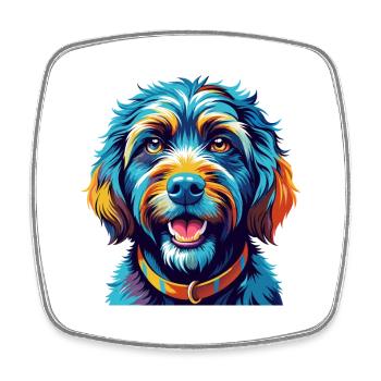 Barbet Dog Breed Colorful Cartoon Kawaii - Square fridge magnet - white - Front