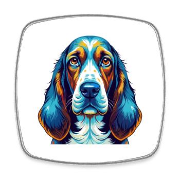 Basset Bleu De Gascogne Dog Breed Cartoon Kawaii - Square fridge magnet - white - Front