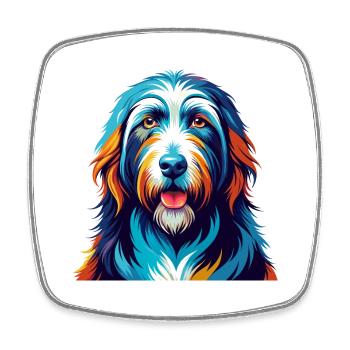 Bearded Collie Chien Race Coloré Dessin Animé Kawaii - Magnet carré - blanc - Devant