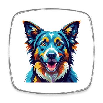 Baskischer Schäferhund Hunderasse Bunte Karikatur Kawaii - Viereckiger Kühlschrankmagnet - Weiß - Vorne