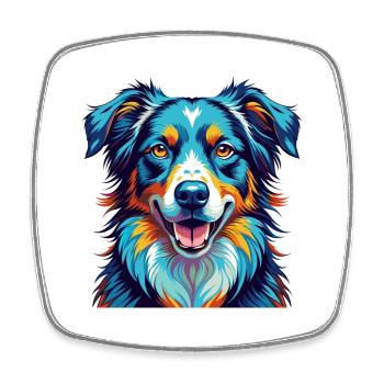 Australian Shepherd Dog Breed Cartoon Kawaii - Square fridge magnet - white - Front