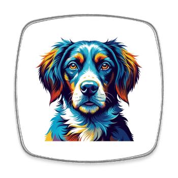 Auvergne Pointing Dog Breed Cartoon Kawaii - Square fridge magnet - white - Front
