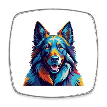 Chien de berger belge race Coloré Dessin animé Kawaii - Magnet carré - blanc - Devant