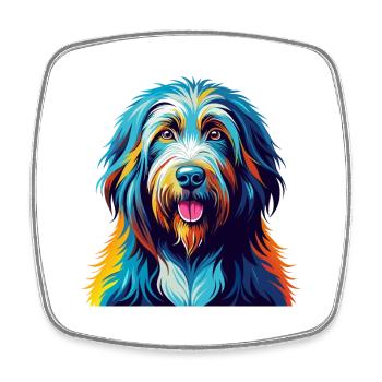 Bergamasco Schäferhund Hunderasse Karikatur Kawaii - Viereckiger Kühlschrankmagnet - Weiß - Vorne