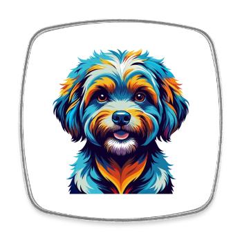 Bichon frisé Race de chien Dessin animé coloré Kawaii - Magnet carré - blanc - Devant