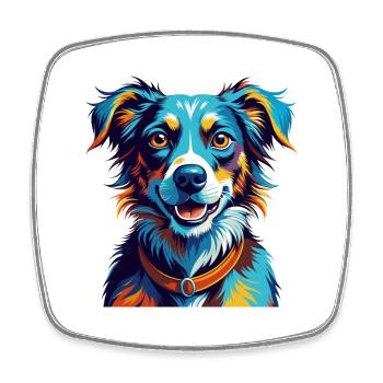 Billy Dog Race Coloré Aquarelle Dessin animé Kawaii - Magnet carré - blanc - Devant