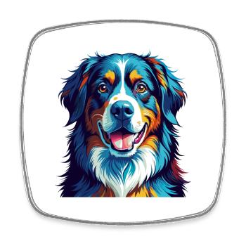 Bernese Mountain Dog Breed Colorful Cartoon Kawaii - Square fridge magnet - white - Front