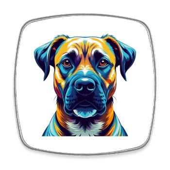 Black Mouth Cur Dog Breed Colorful Cartoon Kawaii - Square fridge magnet - white - Front