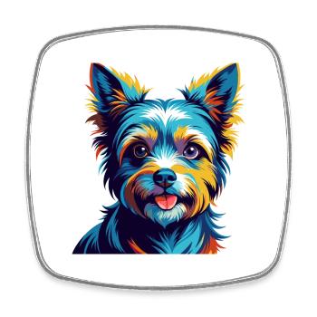 Biewer Terrier Dog Breed Colorful Cartoon Kawaii - Square fridge magnet - white - Front