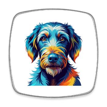 Bedlington Terrier Dog Breed Cartoon Kawaii - Square fridge magnet - white - Front