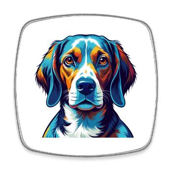 Amerikanischer Foxhound Hunderasse Karikatur Kawaii - Viereckiger Kühlschrankmagnet - Weiß - Vorne