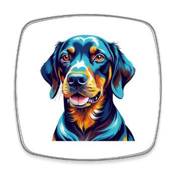 Schwarz Und Tan Coonhound Hunderasse Karikatur Kawaii - Viereckiger Kühlschrankmagnet - Weiß - Vorne