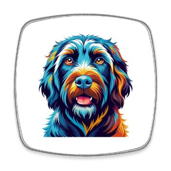 Black Russian Terrier Dog Breed Cartoon Kawaii - Square fridge magnet - white - Front