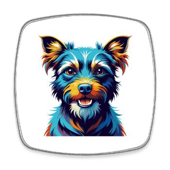 Blauer Paul Terrier Hund Rasse Karikatur Kawaii - Viereckiger Kühlschrankmagnet - Weiß - Vorne