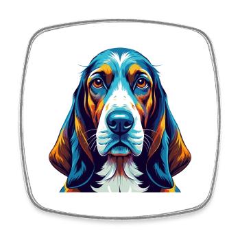 Basset Artésien, Normand, Race de chien, Dessin animé, Kawaii - Magnet carré - blanc - Devant