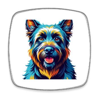 Bouvier des Ardennes Chien Race Dessin Animé Kawaii - Magnet carré - blanc - Devant